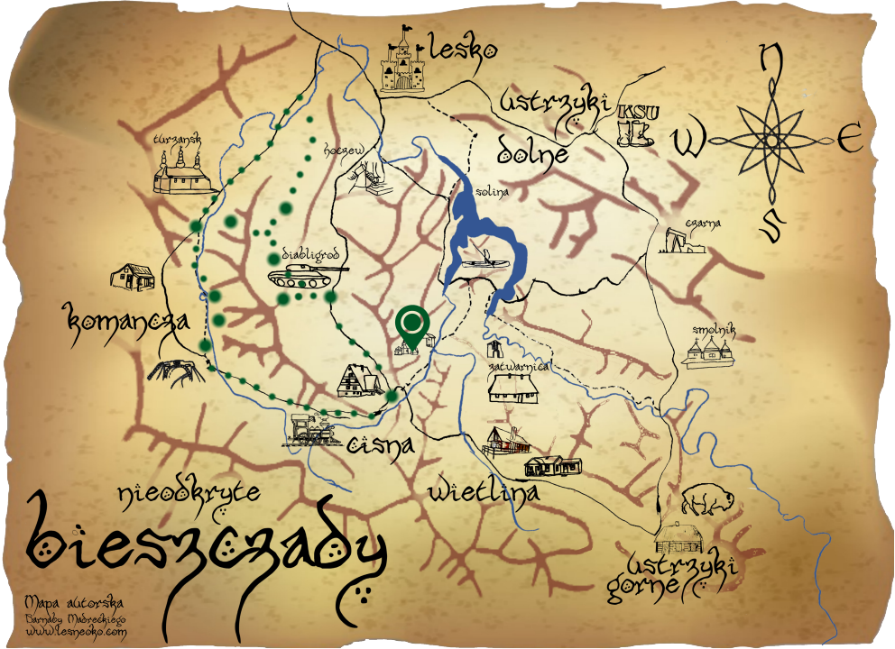 Samochodowy szlak Bieszczady wg Barnaby. Pk 19 Łopienka