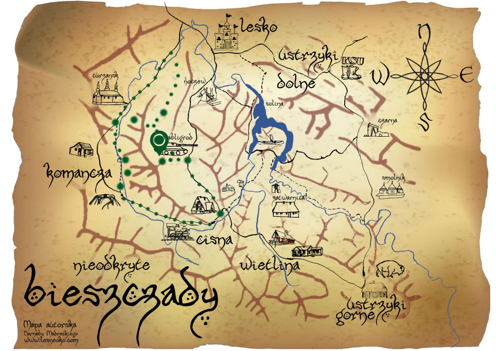 Samochodowy szlak Bieszczady wg Barnaby. Pk 6 Jeziorko Bobrowe na Huczwicach